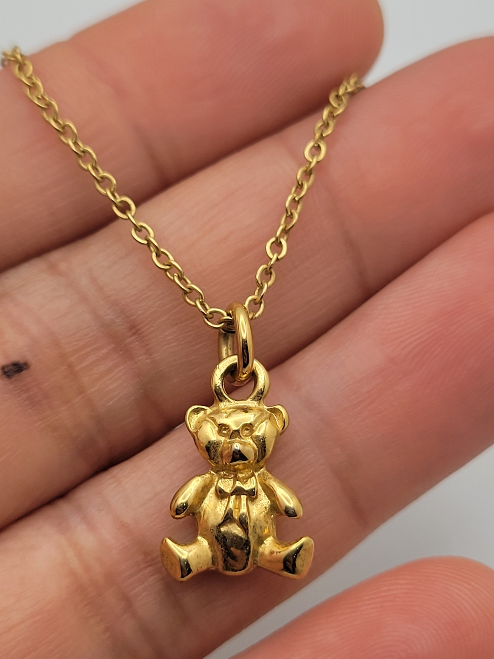 Gold-Tone Teddy Bear Pendant Necklace - Women's Jewelry
